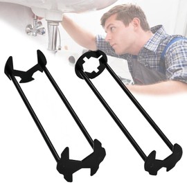 2 Pcs Four-jaw Hex Wrench, Basin Wrench Set,Tight Spaces Maintenance Installation Removal Faucet Tools, for Kitchen Bathroom Screws & Threads, Incompatible for Moen, Kohler, MasterFlow, Non-generic