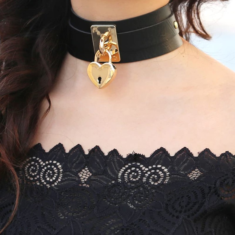 Umiwe Women's Choker, Collar, Padlock, Ring, Necklace, Fashionable, Cute Accessory,