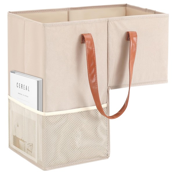 Qozary Stair Basket with Leather Handles - Staircase Basket for