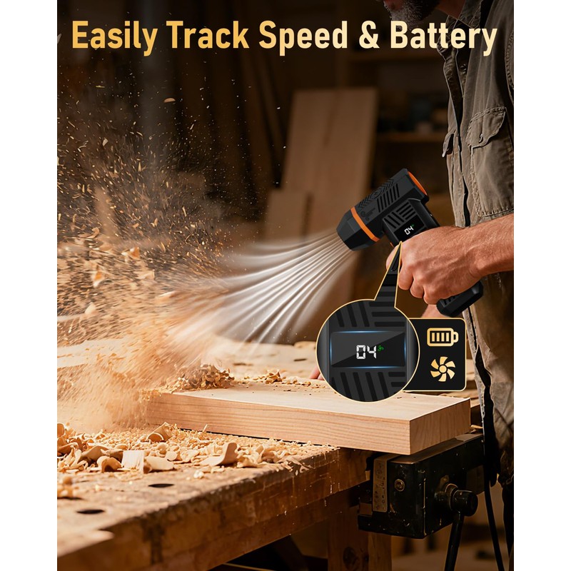 EVEAGE Compressed Air Duster, 180000RPM 4-Gear Adjustable Electric Air Duster
