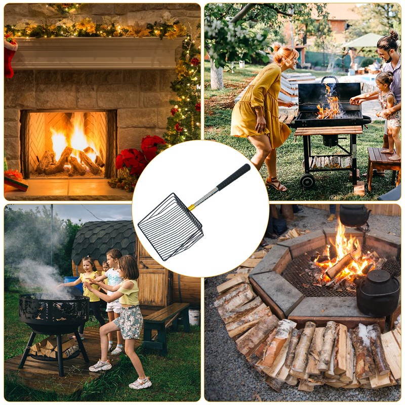 Hollow Out Fireplace Shovel Black Metal Coal Shovel Fireplace Ash