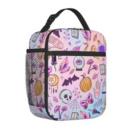 COEIOBEO Kawaii Pastel Gothic Style witchy Insulated Lunch Bag with Detachable Buckle Handle, Portable Lunch Box Reusable Lunch Tote for Women Men And Kids