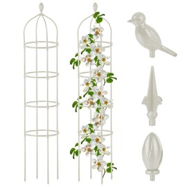 Miuwauer Garden Obelisk Trellis for Climbing Plants Outdoor 6 Ft Rose Bush Round Trellis for Pots Rustproof Metal Plant Flower Trellises for Clematis Vine Jasmine Support Outdoor Indoor