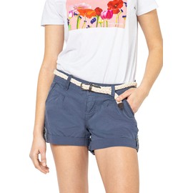 Eight2Nine Women's Chino Shorts with Braided Belt, blue