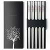 IQCWOOD 5 Pairs Ceramic Chopsticks, Bone China Chinese Reusable Chopsticks