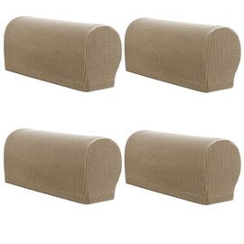 ESRISE Armrest Chair Covers, Set of 4 Stretch Armchair Couch Arm Rest Cover Anti-Slip Spandex Polyester Sofa Chair Arm Caps Slipcovers for Furniture Protector (Sand)