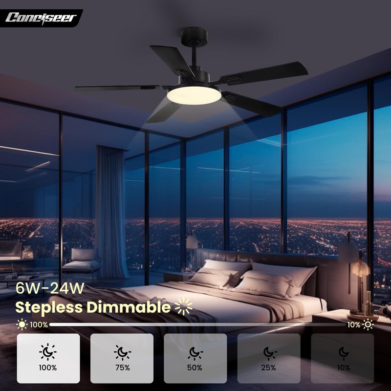 Conciseer 52 Inch Ceiling Fans with Lights and Remote for