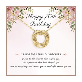 PRETOLE 70th Birthday Gifts for Women 925 Sterling Silver Birthday Necklace 3 4 5 6 7 Decade Interlocking Circles Necklace Happy 30th 40th 50th 60th 70th Birthdays Necklaces for Daughter Mom Jewelry
