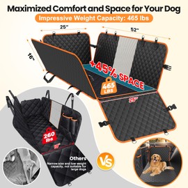 Dog Car Seat Cover for Back Seat with No Gap, Heavy Duty Dog Car Seat Extender Holds 465 lbs, Long-Pile Plush Cushion, Double-Layer Waterproof Washable Cover, Large Space for Car, Medium SUV, Truck