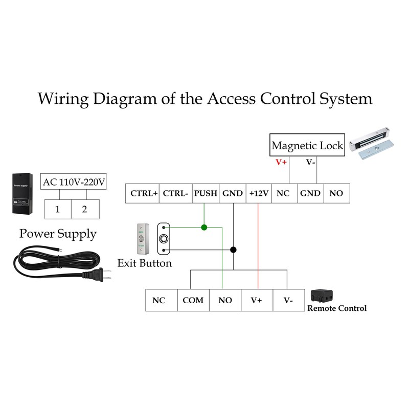 Door Access Control System 1200lbs Magnetic Lock Kit with 4