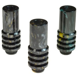 Armerah Tower 510 Drip Tip eCig Mouthpiece Tall/Medium Marble Epoxy Resin 3 Pack Black