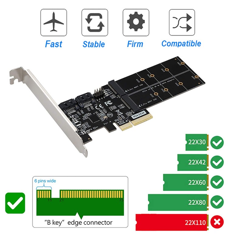 4in1 Dual M.2 NGFF (B Key) SSD+ Dual SATAIII 6G