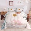 Nttopship Mid Century Boho Pink Comforter Set Full Size,Abstract Arch