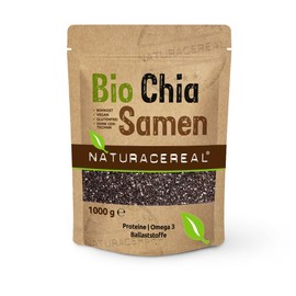 Naturacereal Naturacereal Bio Chia Samen 1kg - Reich an Omega-3 und Ballaststoffen, rein pflanzliche Proteinquelle - ideal für Smoothies, Overnight Oats und Backwaren