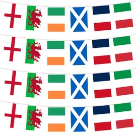 YOFANUP Six Nations Rugby Bunting, 24 Flags - 8 metre/26 ft Long, Flags of England, Scotland, Wales, Ireland, France, and Italy - Great 6 Nations Rugby Party Decorations for Pub, Club, and Garden