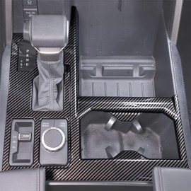 Gear Shift Panel and Cup Holder Cover Trim Sticker 2 in 1 Compatible with Toyota Tundra Sequoia 2022-2024, Center Console Shifter Frame Decoration Accessories (Carbon Fiber Style)