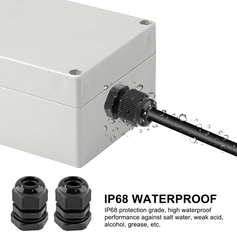 Rierdge 12 Pack 1/2" NPT Cable Glands Waterproof Connectors, Adjustable
