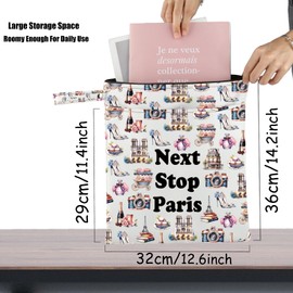 JXGZSO Paris Tralve Gift Next Stop Paris Wristlet Grocery Bag Paris Symbols Gift Paris Trip Clutch Bag Paris Lover Gift