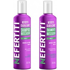 Nefertiti Shampoo Matizador Violeta  Tratamiento Keratina Nefertiti Color  Care Sin Parabenos (300300 Ml)