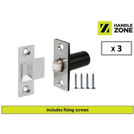 HANDLEZONE® 3 Pack Adjustable Roller Catch, Spring Loaded Ball Latch, for Internal Doors - Nickel Plated