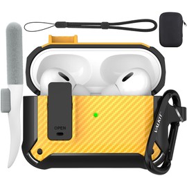 Valkit Armor Series Full-Body Shockproof Protective Case Cover for AirPods Pro 2nd/1st Generation Charging Case with Carabiner Keychain, LED Indicator, and Accessory Pouch