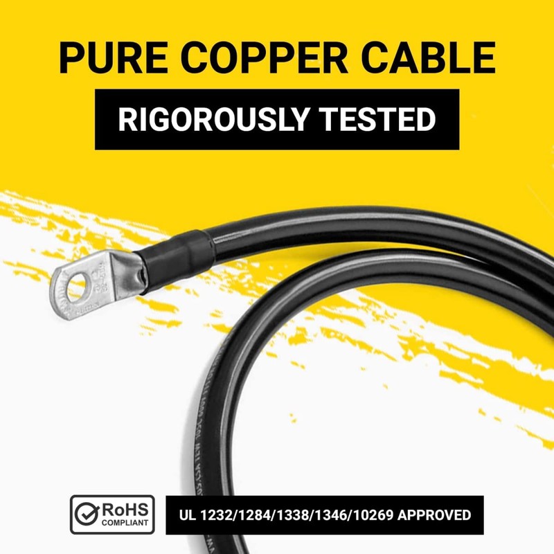 Spartan Power Black 3 Foot 2 AWG Battery Cable, Negative