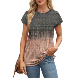 Alaroo Womens Basic Tees Short Sleeve Shirts Beach Vacation Clothes Resort Wear 2025 Print 16 XXL