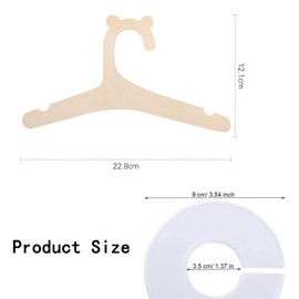 10 Wooden Baby Hangers 5 Dividers 1 Black Pen, Baby Hangers, Baby Clothes Hangers, Wooden Hangers for Clothes, Mini Clothes Hanger for Baby/Toddler/Newborn Clothes