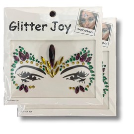 Mardi Gras Face Jewels 2 Sheet Face Gems Stick On Carnival Face Glitter Rhinestones Rave Accessories