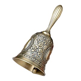 Yuyeran Retro Call Bell Antique Hand Bell Bronze Dinner Bell Resturant Service Bell Brass Jingle Wedding Classroom Church Bell