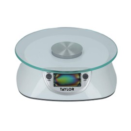Taylor Digital Kitchen Food Scales with Glass Platform, Highly Accurate with Tare Function and Precision, Silver Weighs 5 kg / 5,000 ml Capacity