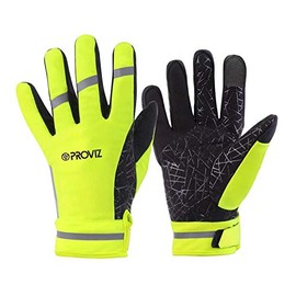 Proviz Reflect360 100% Reflective & Waterproof Cycling Gloves - Touchscreen Compatibility, Yellow, Small