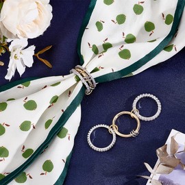 UNICRAFTALE 2Pcs Stackable Rings for Women 3 Rings Set Cubic Zirconia Finger Rings Silver and Gold Multi-Link Connected Rings Rhinestones Dainty Ring for Lovers Jewelry Gifts 18.5mm