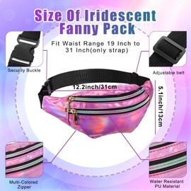 Pack of 4 80s 90s Costume Accessories with Pockets Set Including Belt Bag PU Leather Bum Bag, Sweatband Headband and Sweatband Bracelets for Retro Party Carnival (Purple and Red), Purple and red,
