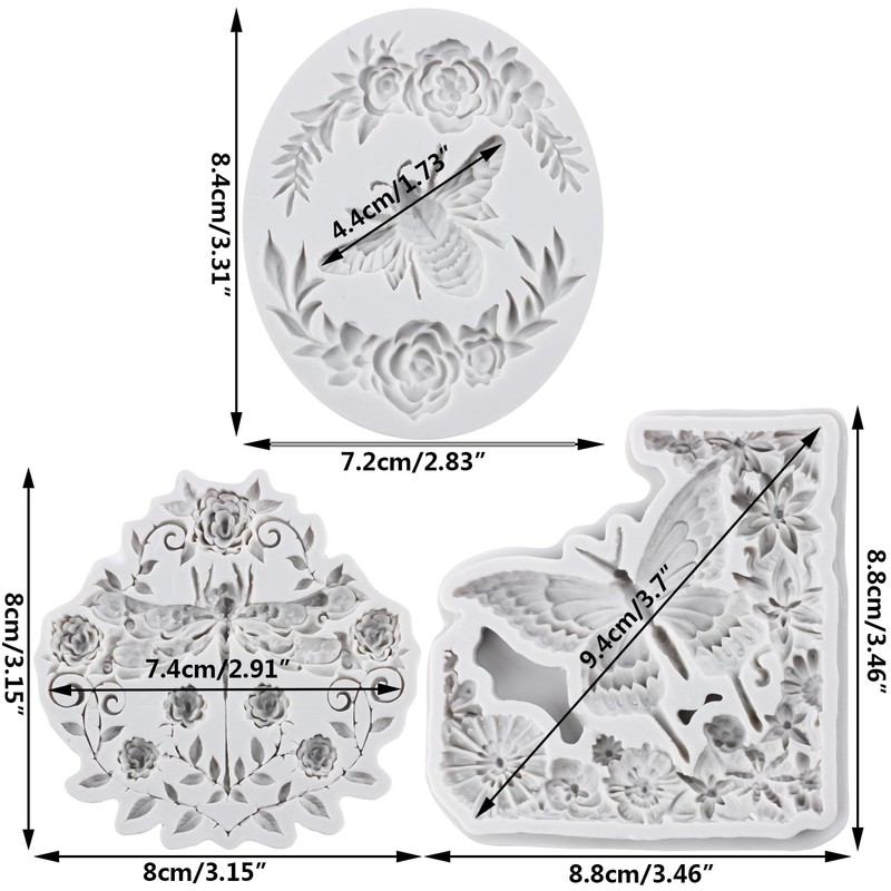 Lingzhi Bumble Bee Fondant Molds Butterfly Silicone Mold Set Of