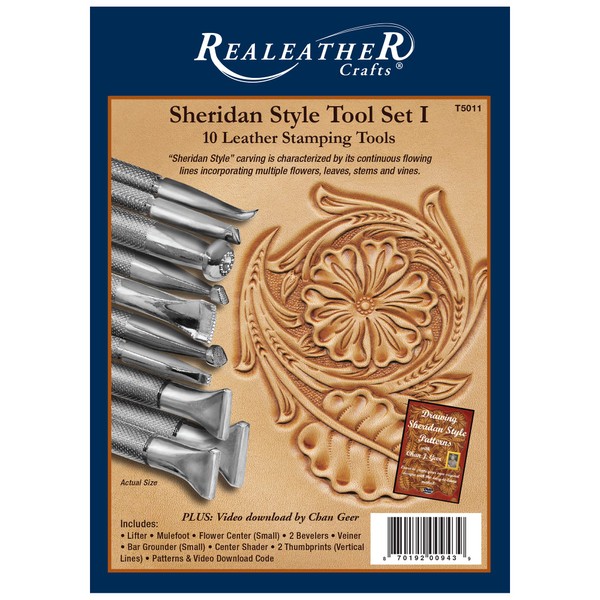Realeather Sheridan Stamp Tool Set I, Chrome Plated, 1 x 5.4 x 7.4 inches