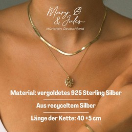 Mary & Jules Women's Gold Necklace Made of Recycled Silver, Gold-Plated, 925 Sterling Silver, Chain Women's Gold, Skin-friendly, Chain Gold for Women Girls, Gold Chain, Sterling Silver