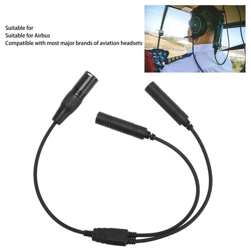 Aviation Headset Adapter GA Dual Plug to Airbus 5 Pin