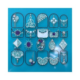 Generic Geometric Figure Line Heart Galaxy Moon Stars Gold Stripes Crystal Nail Sticker Dp6005 Nail Wraps Stickers Manicure Supplies for Women Nails Full Long Lasting Easy Apply and Remove