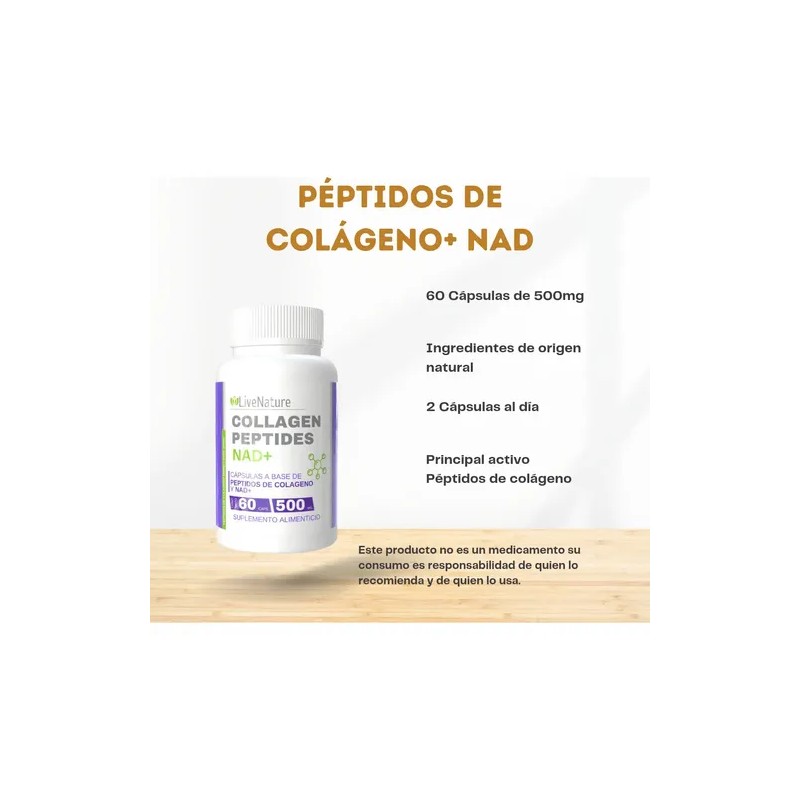 Péptidos De Colágeno + Nad 60 Caps Livenature 1 Pieza