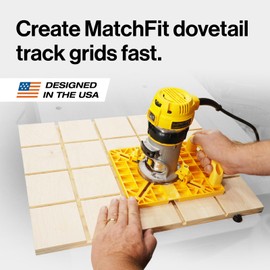 MICROJIG MatchFit Grid Routing Guide – Precision Tool for Dovetail Clamping Tracks, Easy Setup, Self-Indexing Design, Compatible with Routers | Complete Kit for 1/4" Shank Bits, MFRG-400-025