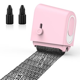 MoKo Identity Theft Roll Stamp, Refillable Wide Privacy Stamp with 2 Ink Refills, Privacy Stamp Roll for ID Account Data Address Security, Pink