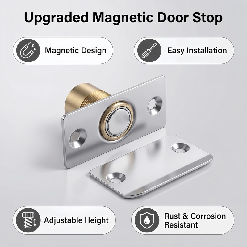 Elfthloo Adjustable Magnetic Door Ball Catch Silver, 2 Pack