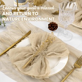 50 Packs Gauze Cheesecloth Napkins,20 x 20 Inch Beige Rustic Boho Washable Cloth Decorative Table Napkins for Wedding,Dinner,Parties