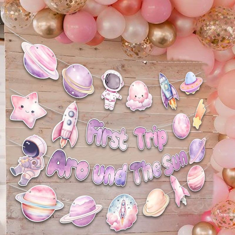 KARAQY - Banner para fiesta de primer cumpleaños con temática