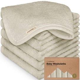 6-Pack Organic Baby Washcloths - Soft Viscose from Bamboo Washcloth, Baby Wash Cloths, Baby Wash Cloth for Newborn, Kids, Bath Baby Towels, Face Towel, Face Cloths for Washing Face (Stone)