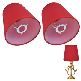 Cyrank Small Lamp Shade Set Of 2, Chandelier Mini Lamp Shade Light Shades for Lamps Barrel Fabric Lampshade for Table Lamp and Floor(Red)