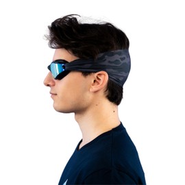 Waterplops Swimming Goggles with Soft Stretch Headband No Pull Hair No Adjustment Easy to Put On and Off from 3 Years (Adult Camouflage Glasses Black)