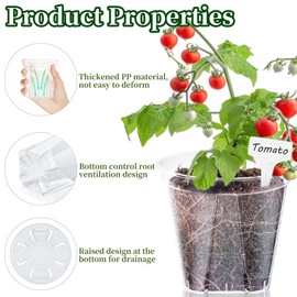 Groodo 18 Pack Clear Nursery Pots for Plants, 3.9/4.7/5.5 Inch Reinforced Plastic Plant Pots with Drainage Holes High Transparency Plant Pot Seed Starter Pot High Transparency with 10 Plant Labels