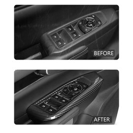 Window Lift Switch Panel Cover Fit for 2023 2024 2025 2026 Ford Ranger XL XLT Lariat Raptor SuperCrew, Door Window Lock Switch Cap Trim Cover(Carbon Fiber)